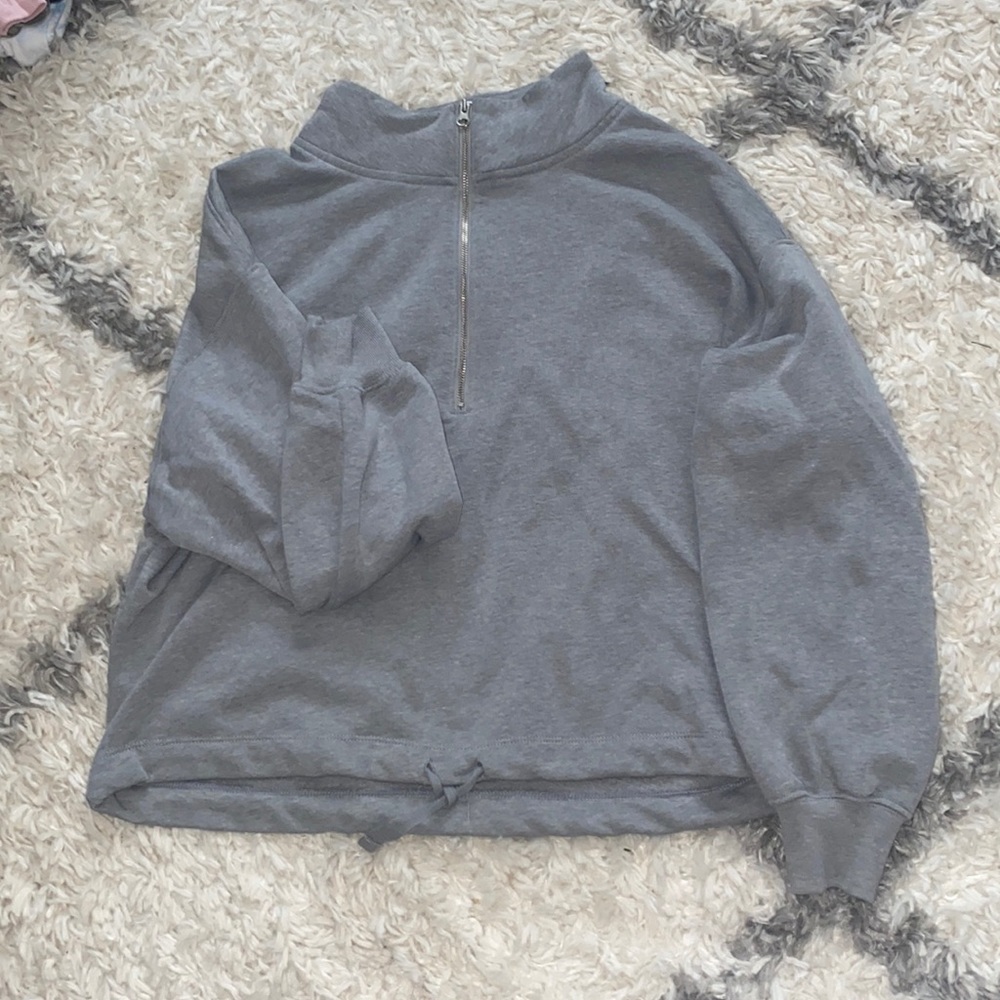 Gray zip up turtleneck sweatshirt